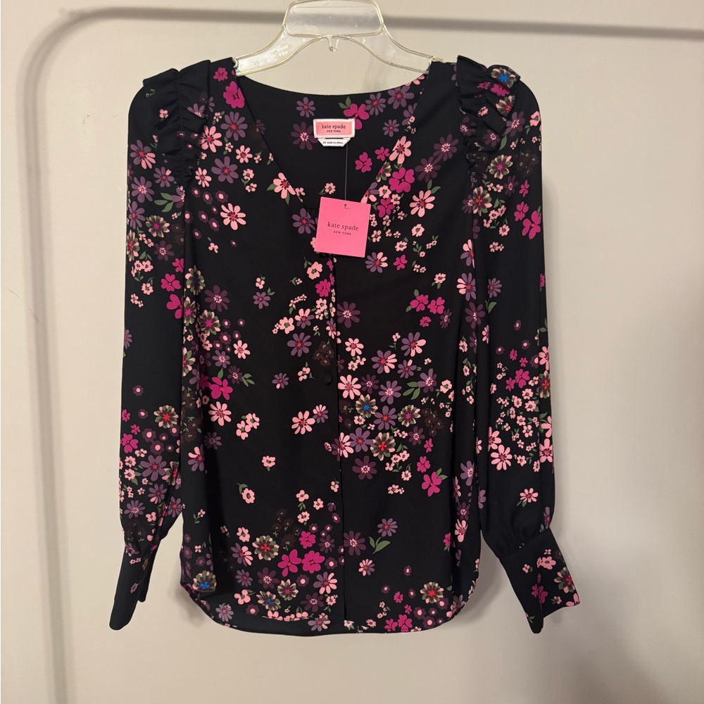 Kate Spade Pink and Purple Floral Blouse